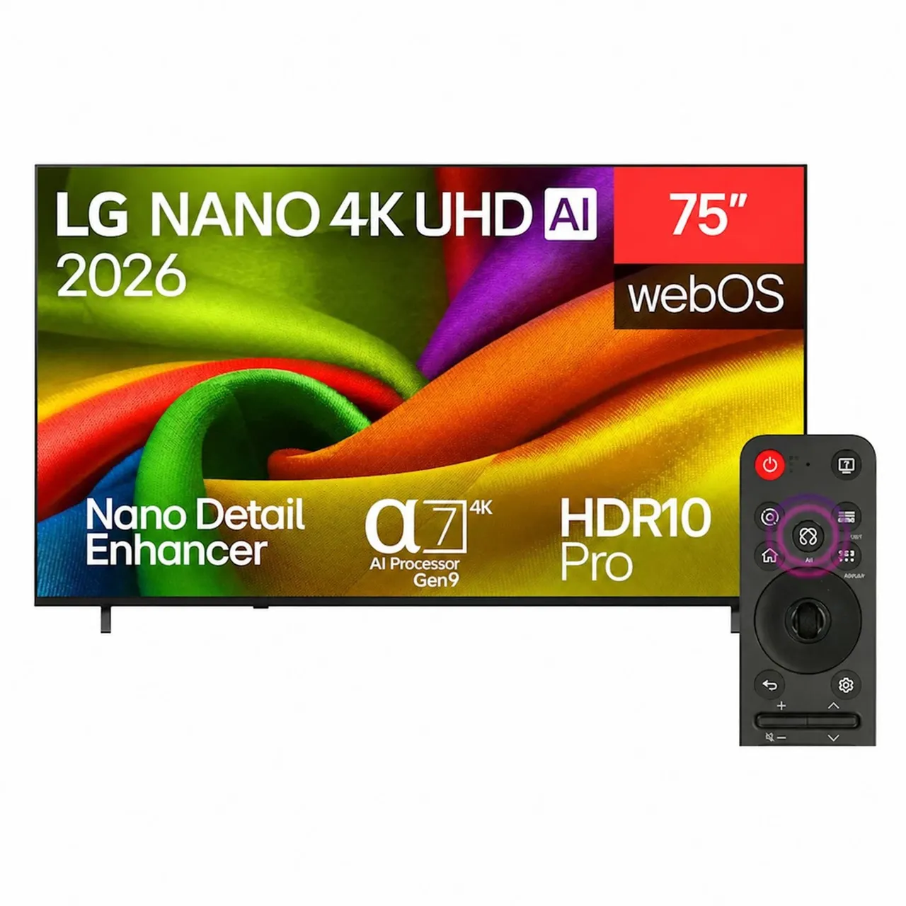 LG تلفاز ذكي 75 بوصة 4K Ultra HD، Nano AI، موديل 75NU850B6LA، أسود