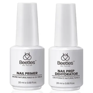 Beetles Gel Polish Beetles Nail Dehydrator and Primer Set, 2Pcs, Natural Nail Prep