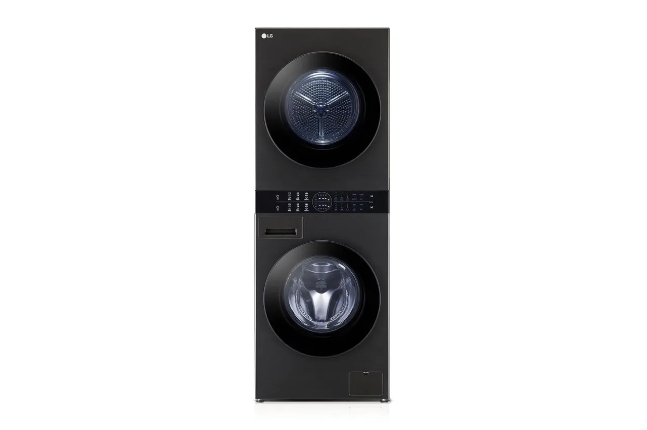 برج غسالة ومجفف بجسم واحد Wash Tower مع تطبيق LG ThinQ، أسود، WT1310YJ