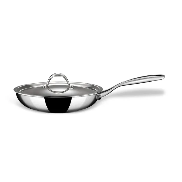 Stahl Triply Artisan Stainless Steel Frypan with Lid, 24 cm, 10-44-24