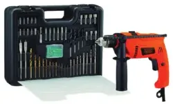 Black+Decker مثقاب طرق كهربائي سلكي مع علبة طقم إكسسوارات 650W
