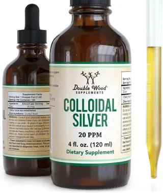 Double Wood Supplements Colloidal Silver Liquid 20 PPM, 4 Fl OZ (Plata Coloidal with Dropper) 99.9% Pure, Manufactured in The USA, Gluten Free, Non-GMO