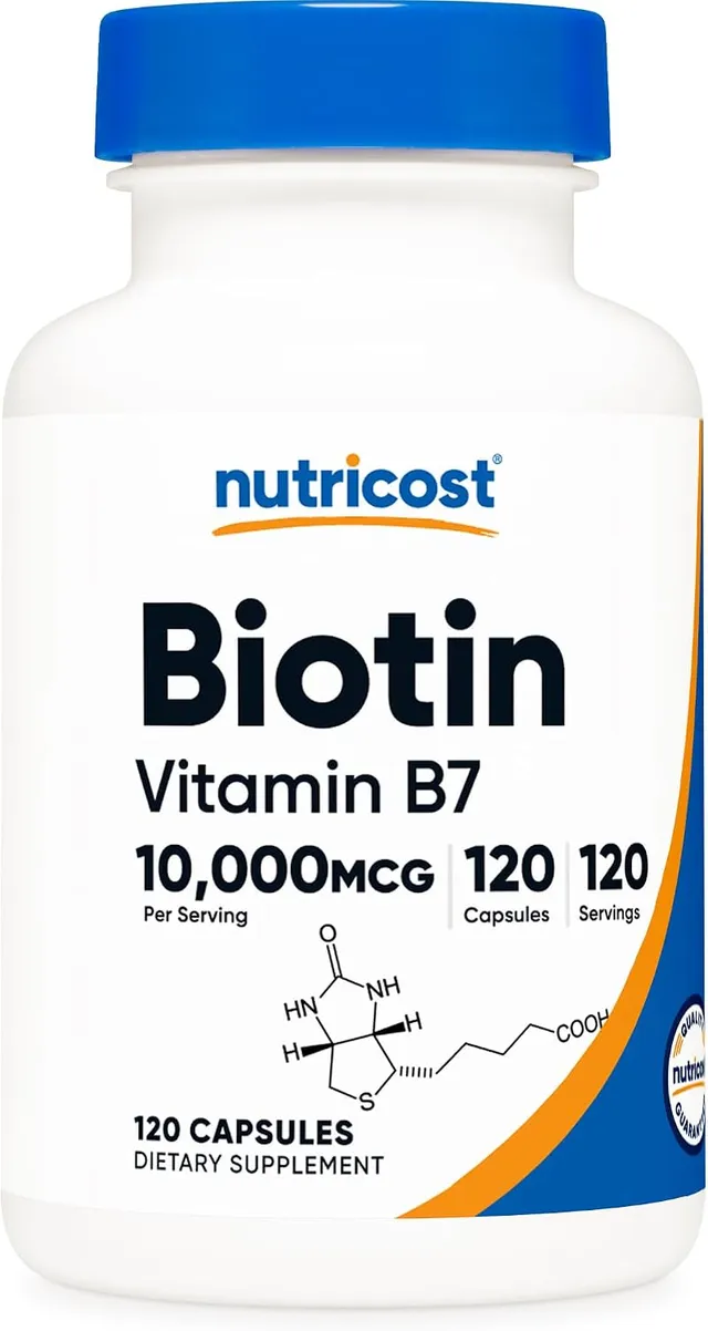 Nutricost Biotin (Vitamin B7) 10,000mcg (10mg), 120 Capsules, Vegan, Gluten Free, Non-GMO