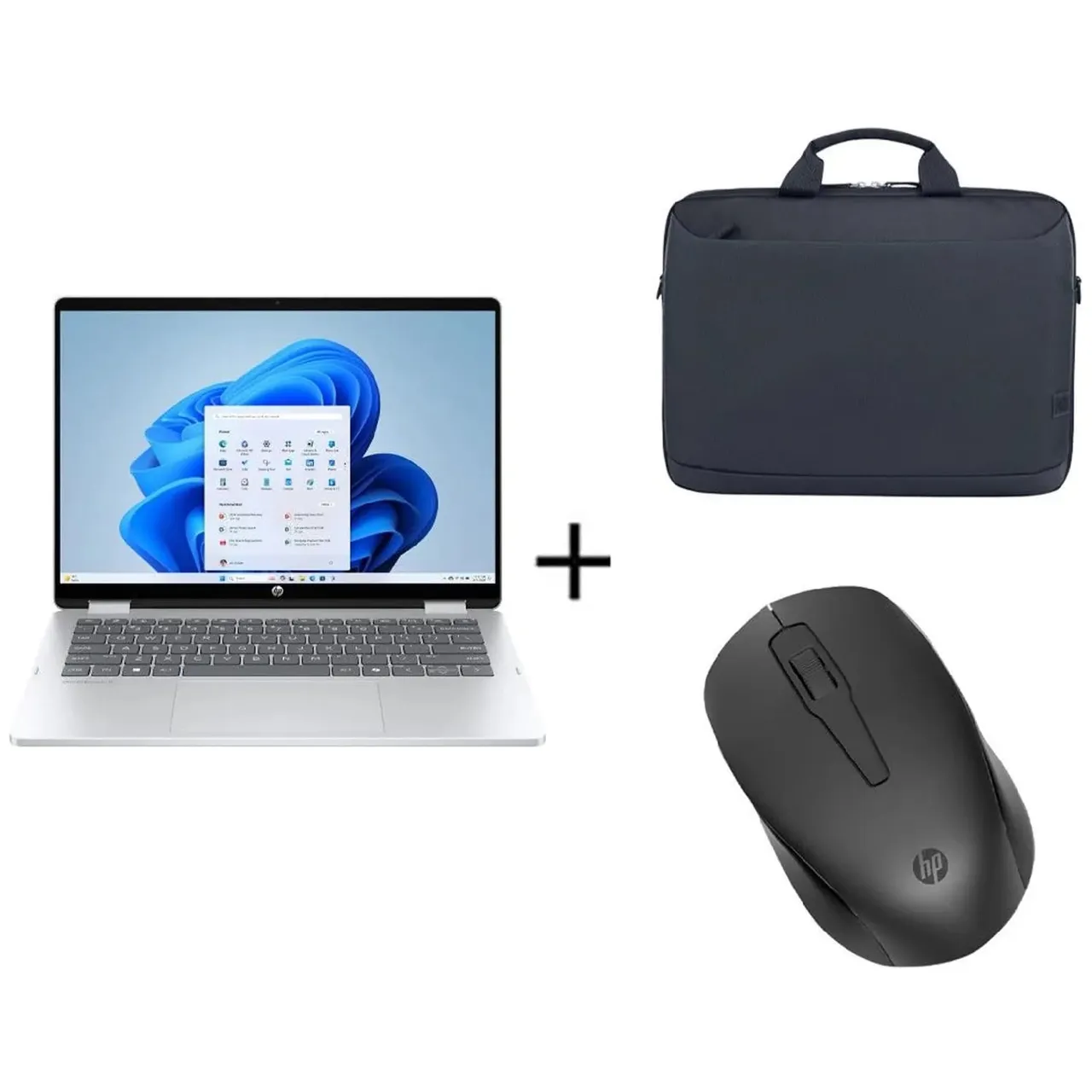 HP لابتوب قابل للتحويل OmniBook 5 Flip 2 في 1، معالج Intel Core 5-120U، ذاكرة 16 GB RAM، تخزين 512 GB SSD، Windows 11 Home، فضي جليدي، 14FP0035NE + Bundle