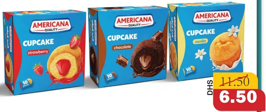 Americana كب كيك محشو فراولة/شوكولاتة/فانيليا
