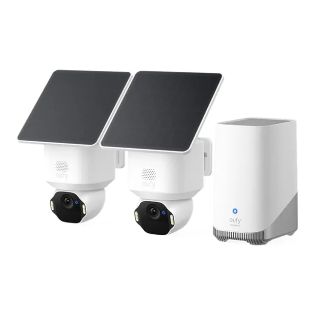 Eufy SoloCam E42 2-Solar Security Camera Kit With Face Recognition, IP67, White