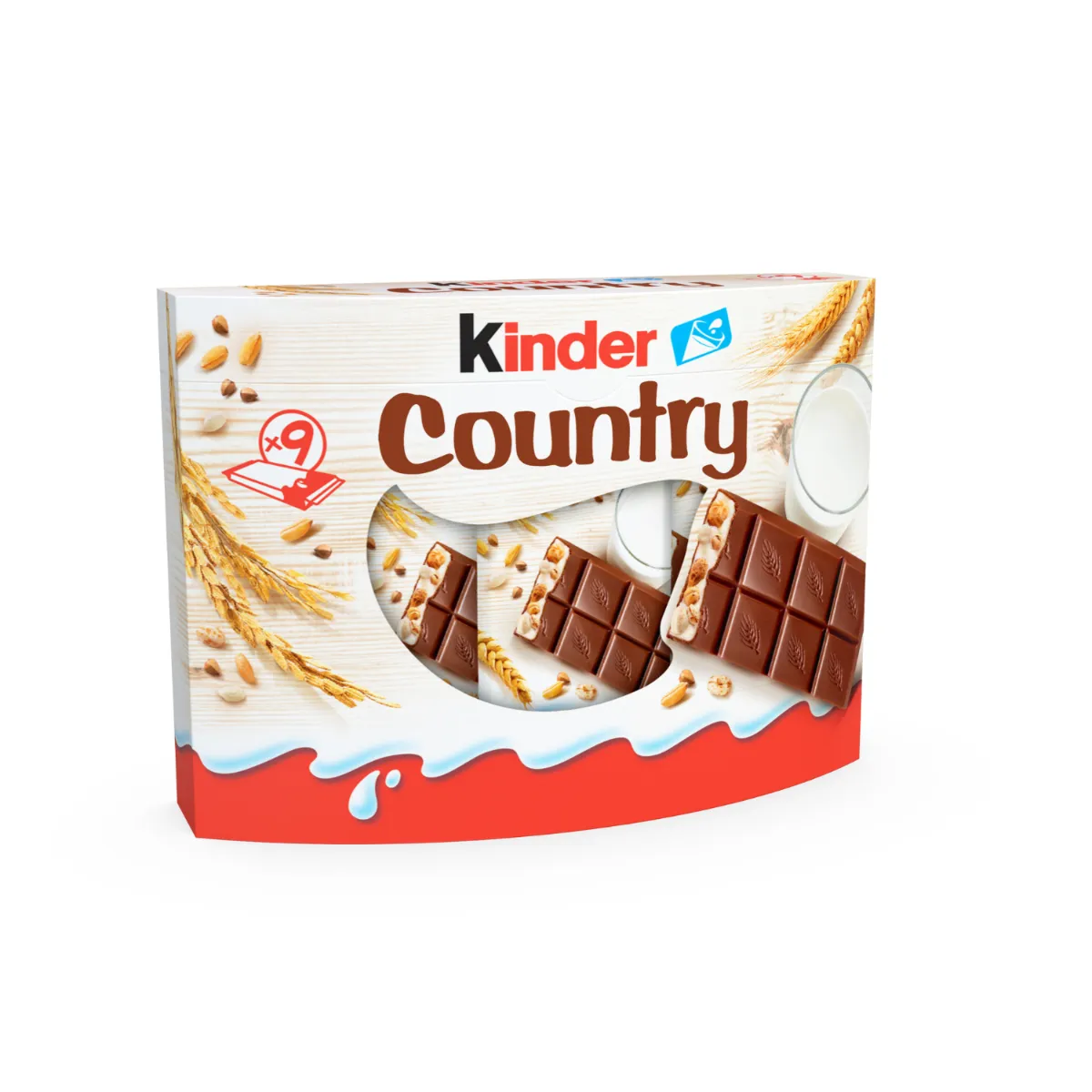 kinder Country لوح شوكولاتة بالحليب مع الحبوب 9 قطع