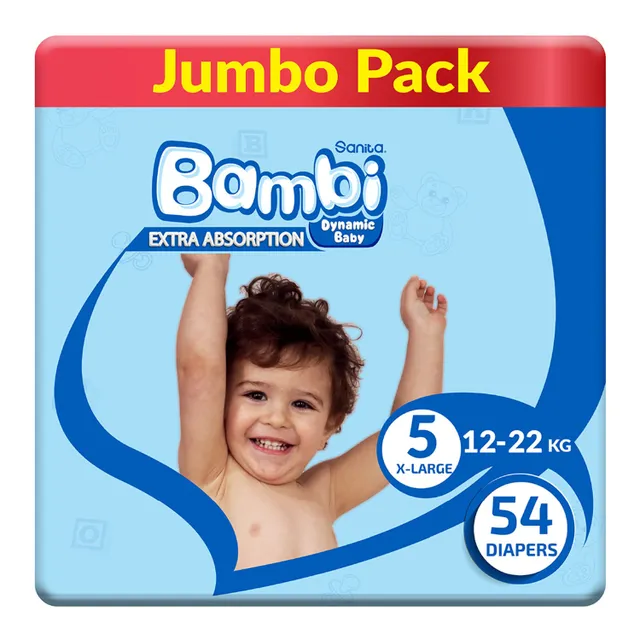 Sanita Bambi Baby Diaper Jumbo Pack Size 5 Extra Large 12- 54 pcs