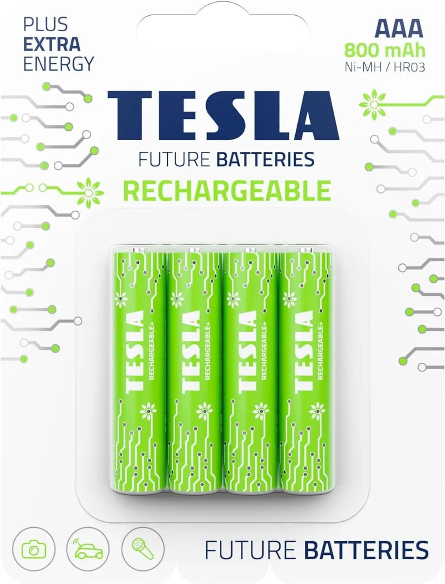 Tesla بطاريات قابلة للشحن AAA Green+ بقدرة 800mAh - 4pcs