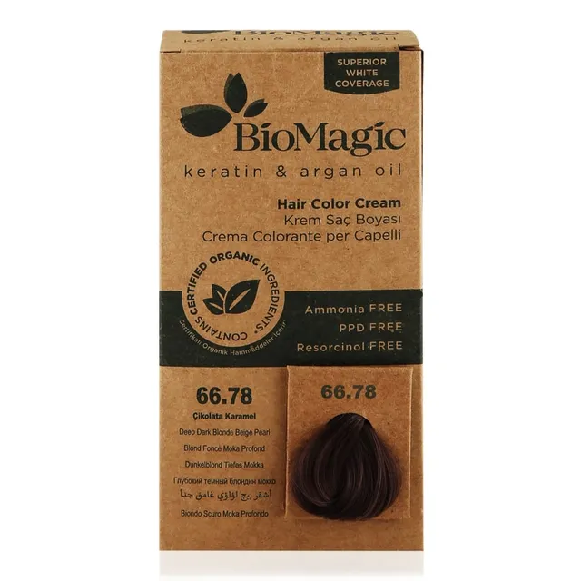 Biomagic Keratin & Argan Oil Permanent Hair Color Cream Set - 66/78 Deep Dark Blonde Beige Pearl