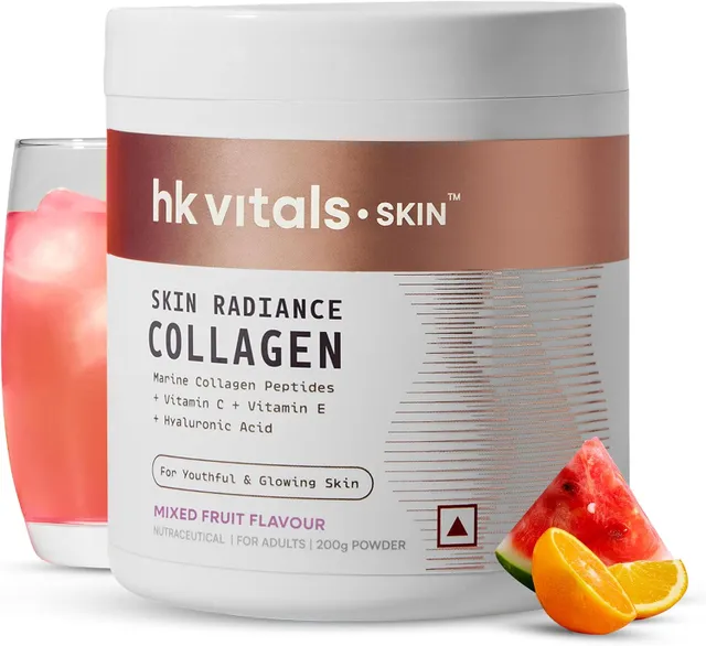 Hk Vitals Skin Radiance Collagen Powder, Marine Collagen, Mixed Fruit, Collagen Supplements for Women and Men with Biotin, Vitamin C, and E, for Healthy Skin, Hair and Nails