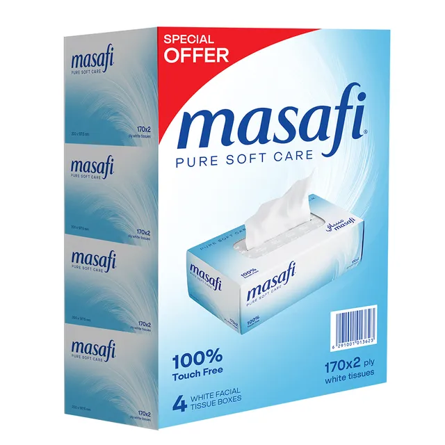 Masafi Pure Soft Care Facial Tissue 2 Ply - 4 x 170 Sheets