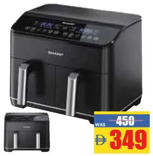Sharp AirFryer Dble Basket KF-DF80RT-K3