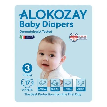 Alokozay حفاضات أطفال فاخرة مقاس 3 (5- ) - 17 pcs