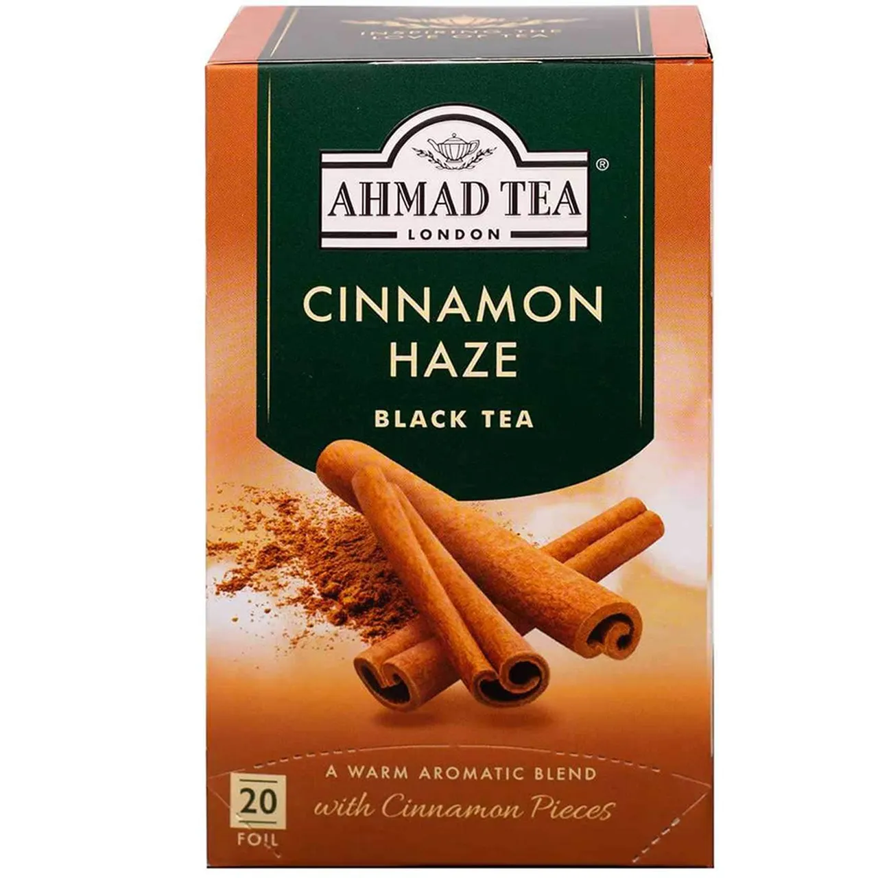Ahmad Tea شاي أسود بالقرفة مع قطع القرفة 20 كيس شاي