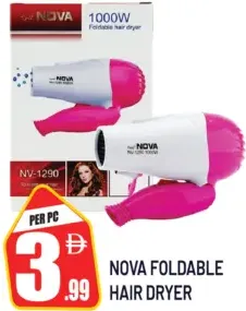Nova Foldable Hair Dryer NV-1290, 1000W