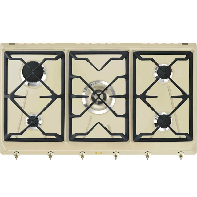 Smeg 90cm Coloniale 5 Burner Gas Cooker SRV896POGH Beige