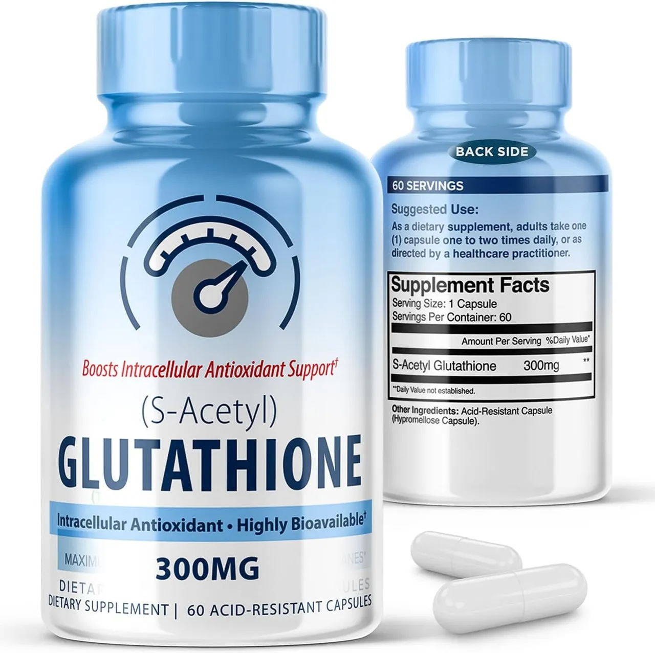 Maxlife Naturals S-Acetyl L-Glutathione 300mg لكل كبسولة 60 كبسولة قوة إضافية (Acetylated Glutathione) كبسولات مقاومة للحمض S Acetyl Glutathione 300mg