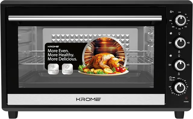 Krome Electric Oven With Rotisserie & Convection, Capacity, Convection Fan, Rotisserie Function, Double Glass Door, Stainless Steel Heating Elements, KR-EO120RC