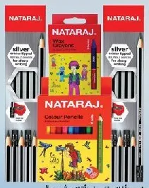 Nataraj Silver Hb Pencil + 12 Colour Pencil Half Size + 16 Wax Crayons