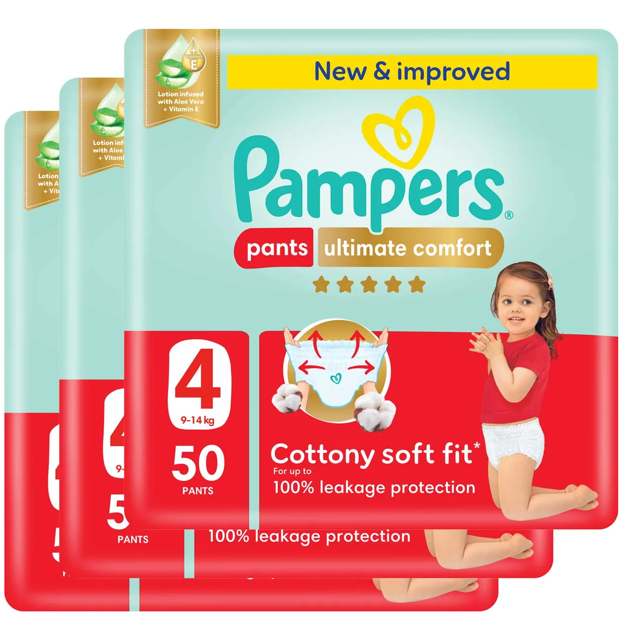 Pampers حفاضات سروال Ultimate Comfort مقاس 4 9- عبوة ميجا 50 حفاضة