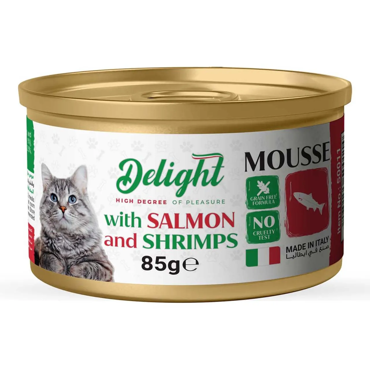Delight Wet Cat Food Mousse with Salmon & Shrimps Livers Protein Rich Food