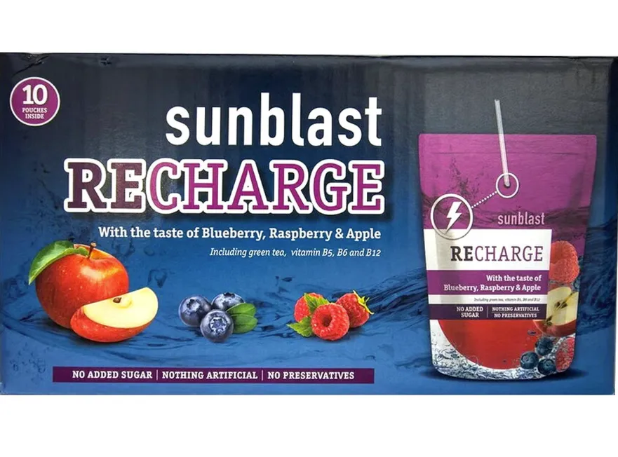 Sun Blast Sunblast ماء فيتامين للانتعاش بنكهة التوت الأزرق والتوت والتفاح