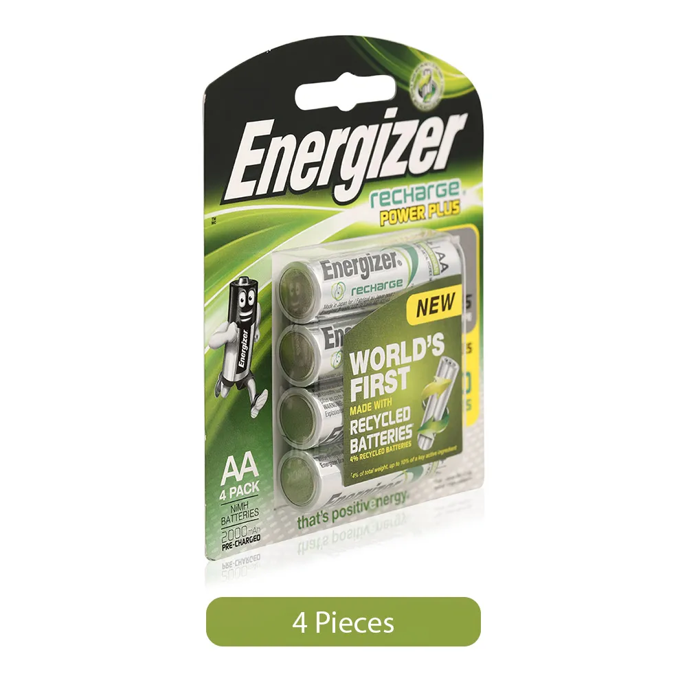 Energizer بطاريات قابلة للشحن Power Plus AA NiMH بقدرة 2000 mAh - 4 Pieces