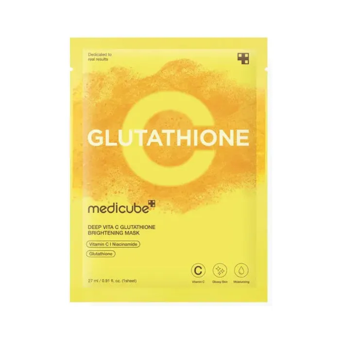Medicube قناع ورقي Deep Vita C بالجلوتاثيون، لتفتيح البشرة بفيتامين C والعناية بالميلانين، 1 ورقة