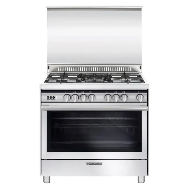 Glemgas Glem 90x60cm Free Standing Gas Cooker ST9612RIFS Silver