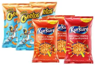 Cheetos / Kurkure شيتوس / منتفخات الذرة أحجام ونكهات متنوعة
