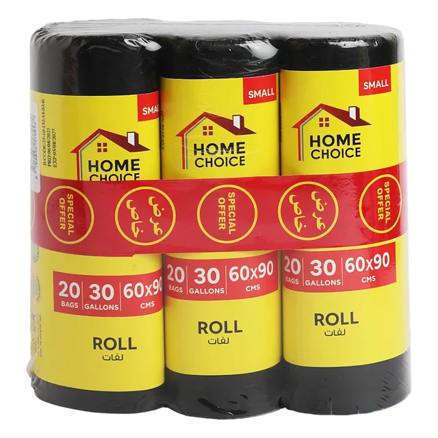 Home Choice Garbage Bags, Small, 30 Gallons, 60 x 90 cm, 3 Pcs