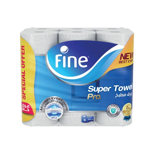 Fine Super Towel Pro Kitchen Towel Value Pack 3ply 6 Rolls