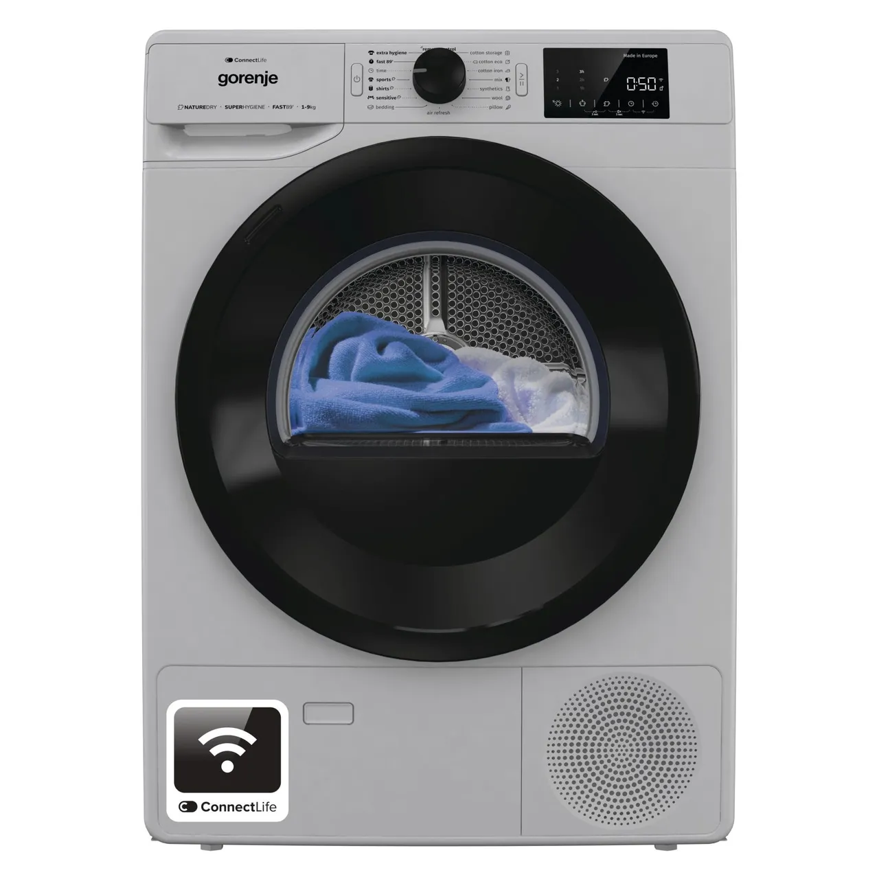 Gorenje مجفف تحميل أمامي DPNE92GNLWA، حركة حلة قابلة للعكس، ستانلس ستيل، رمادي معدني
