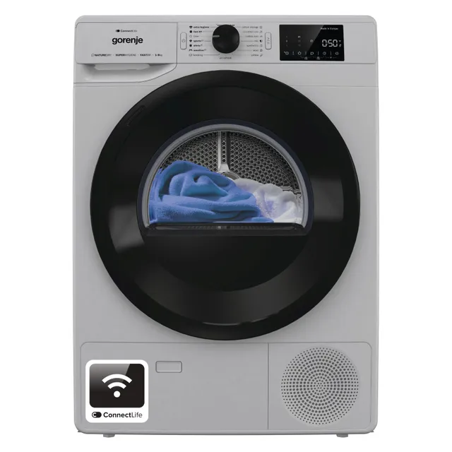 Gorenje Front Load Dryer DPNE92GNLWA, Reversible Drum Action, Stainless Steel, Metallic Grey
