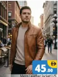 Mens Leather Jacket Long Sleeve