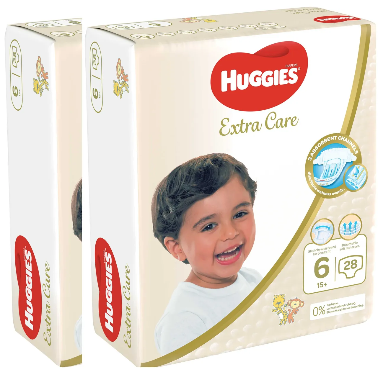 Huggies حفاضات عناية إضافية مقاس 6 (15+ kg) - 2 x 28 pcs