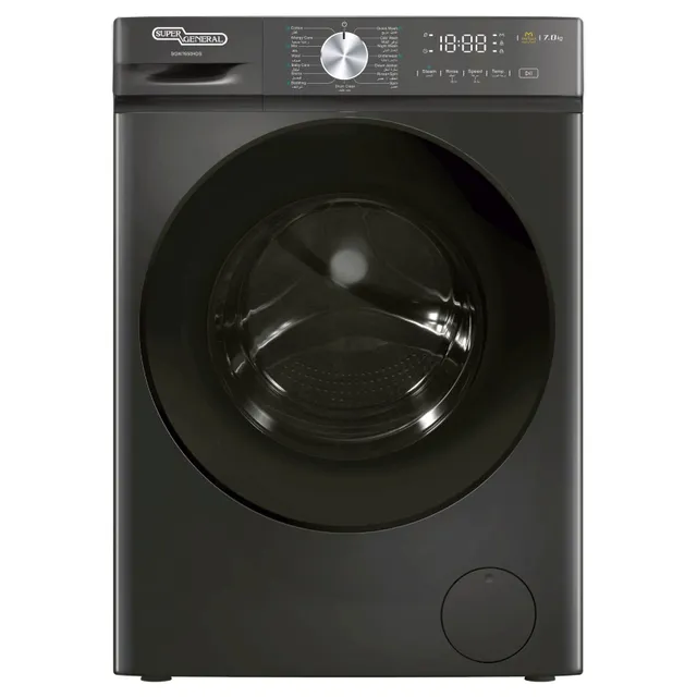 Super General Front Load Washer SGW7650HD, 15 Programs, 1200 rpm, Grey