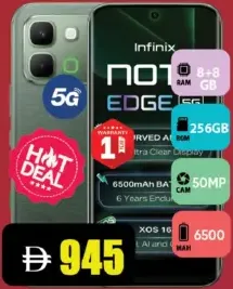 Infinix Note Edge 5G, 8+8GB RAM, 256GB ROM, 50MP, 6500mAh