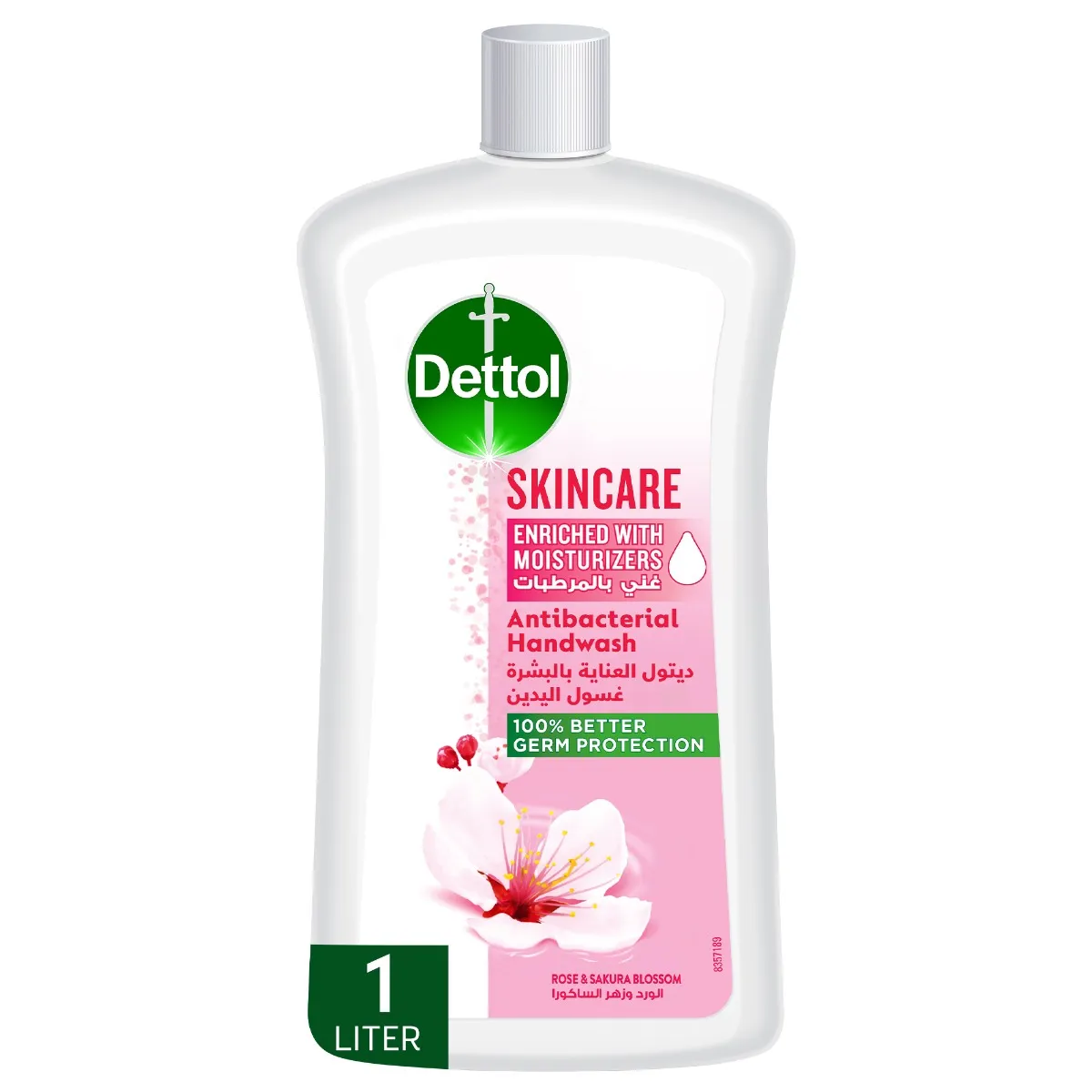 Dettol عبوة إعادة تعبئة غسول يدين سائل للعناية بالبشرة برائحة الورد وزهر الساكورا