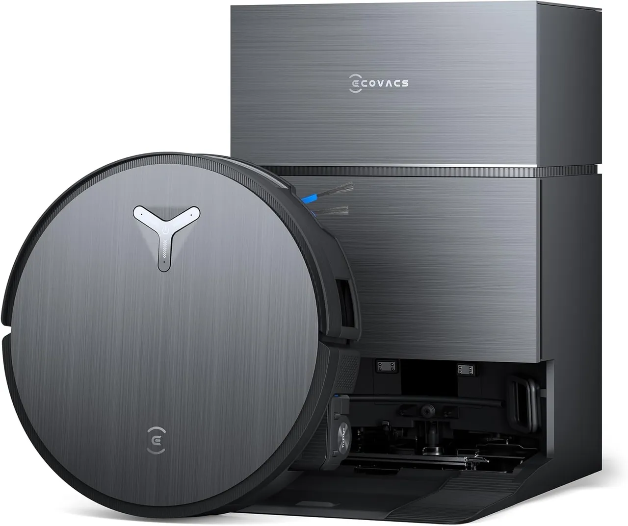 Ecovacs مكنسة روبوت DEEBOT X11 PRO Omni مع وظيفة المسح، 19500 Pa، بكرة OZMO 2.0، ZeroTangle 3.0، TruEdge 3.0، تسلق حتى ارتفاع 4 cm، ممسحة ممتدة، محطة Omni متكاملة