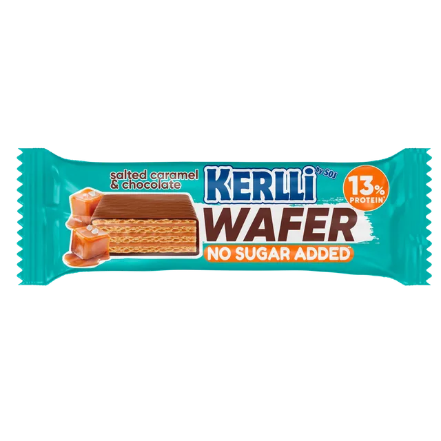 Glazed Wafer bar KERLLI with salted caramel flavor, no sugar added