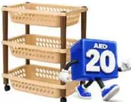 Plastic Vegetable Rack With Wheel 3 Layer