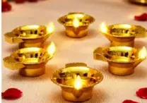 Battery Led Diya Lights Gold-Tone
