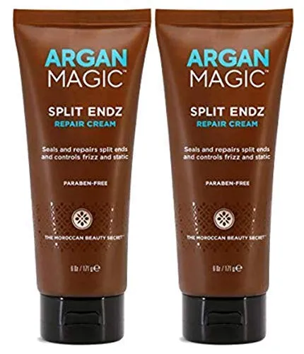 Argan Magic كريم إصلاح أطراف الشعر Split Endz - يضم الأطراف المهترئة والمتقصفة فوراً ويساعد على منع التكسر مستقبلاً ويتحكم بالهيشان، خالٍ من البارابين، (6 oz / عبوة من 2