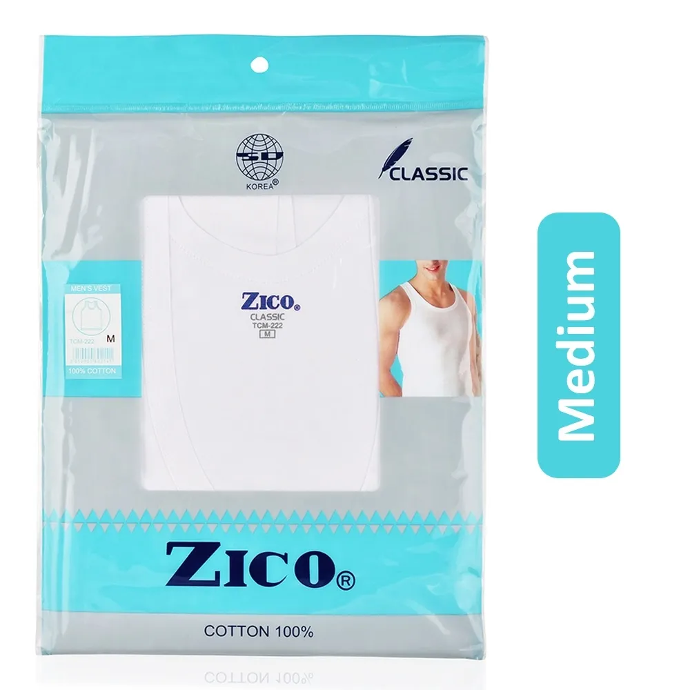 Zico فانيلة قطنية كلاسيكية للرجال - أبيض، Medium