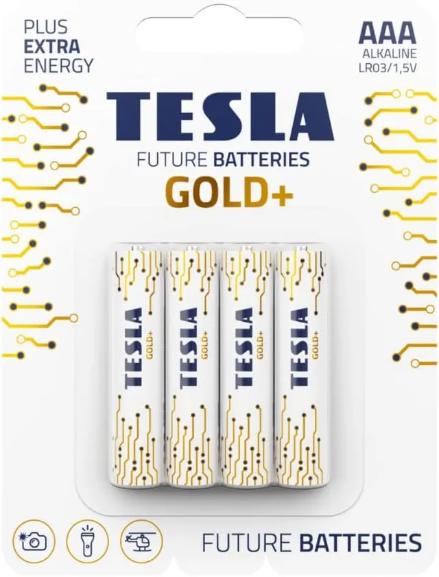Tesla AAA Battery Gold+ Alkaline Plus Extra Energy - 4 Pcs