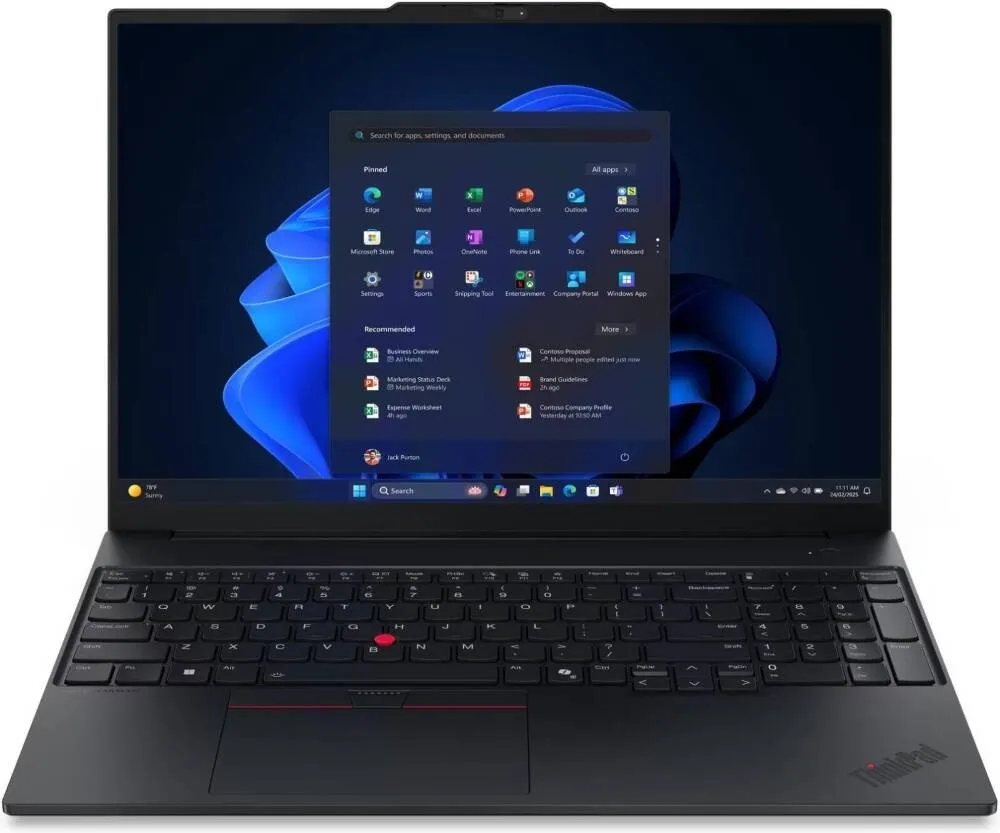 Lenovo لابتوب ThinkPad E16 Gen 3 بشاشة 16 بوصة WUXGA IPS 60Hz، معالج Intel Core Ultra 7 255H، رام 32GB DDR5، تخزين 1TB SSD، رسومات Intel Arc، لوحة مفاتيح مضيئة إنجليزي/عربي، نظام Window 11 أسود