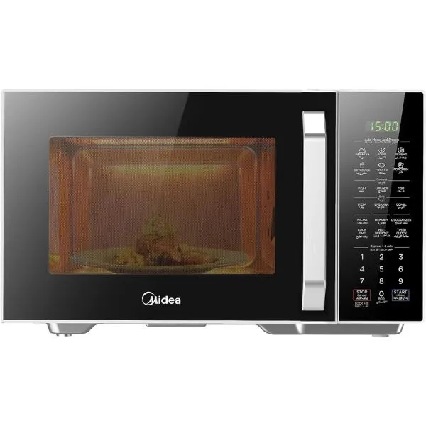 Midea 2-in-1 Microwave Oven with Grill, Digital Touch Control, Child-Safety-Lock, 11 Pre-programmed Menus, LED Display, Grilling Roasting & Cooking Functions, Full Glass Finish - EG9P032MX