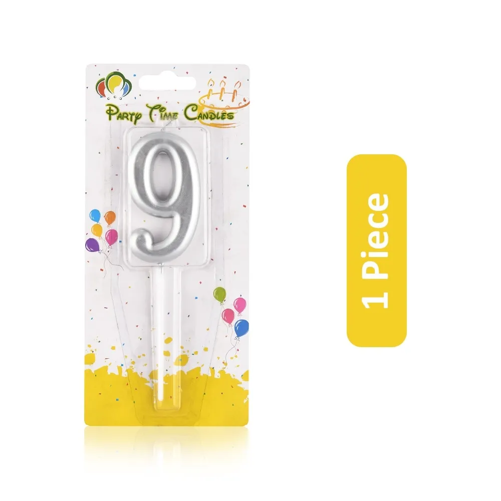 Party Time شمعة رقم مطفية - فضي، 1 Piece